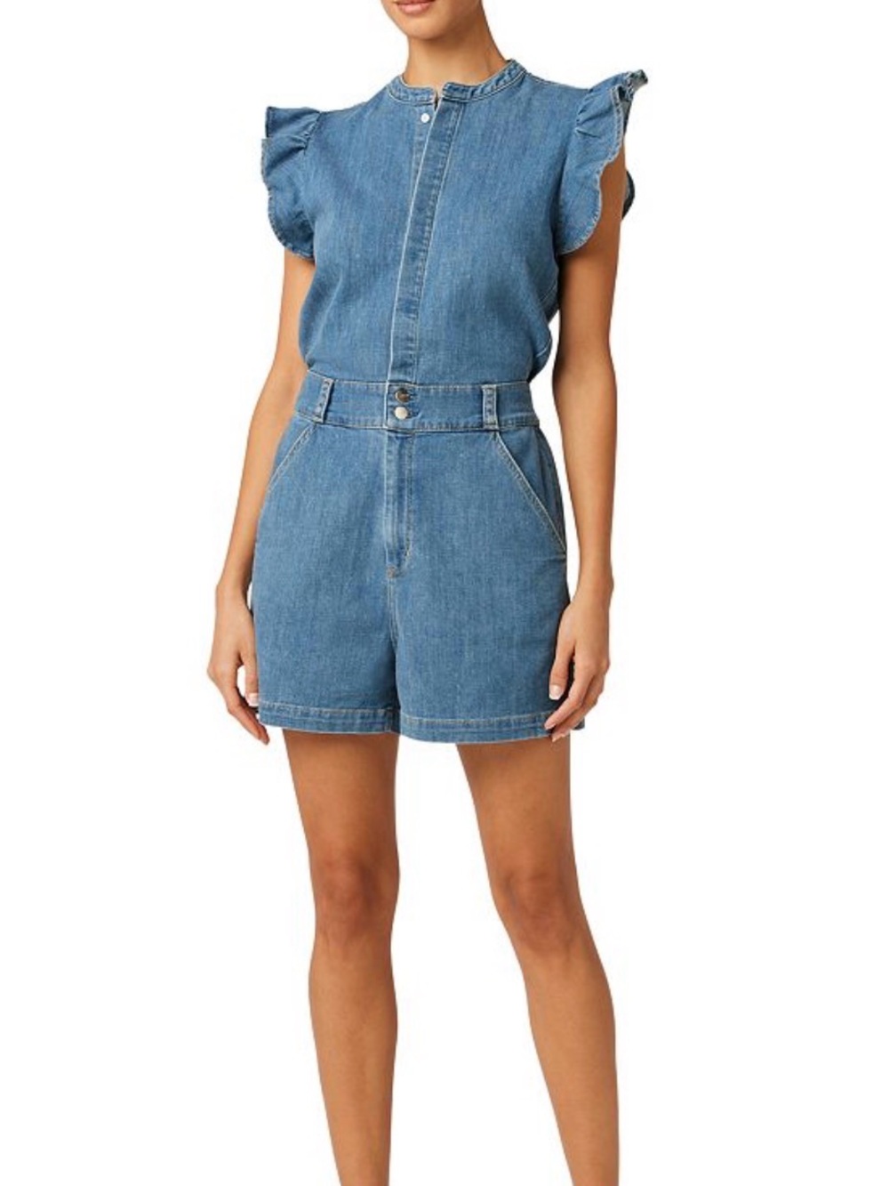Joe’s Jeans Emilia ruffle sleeve denim romper